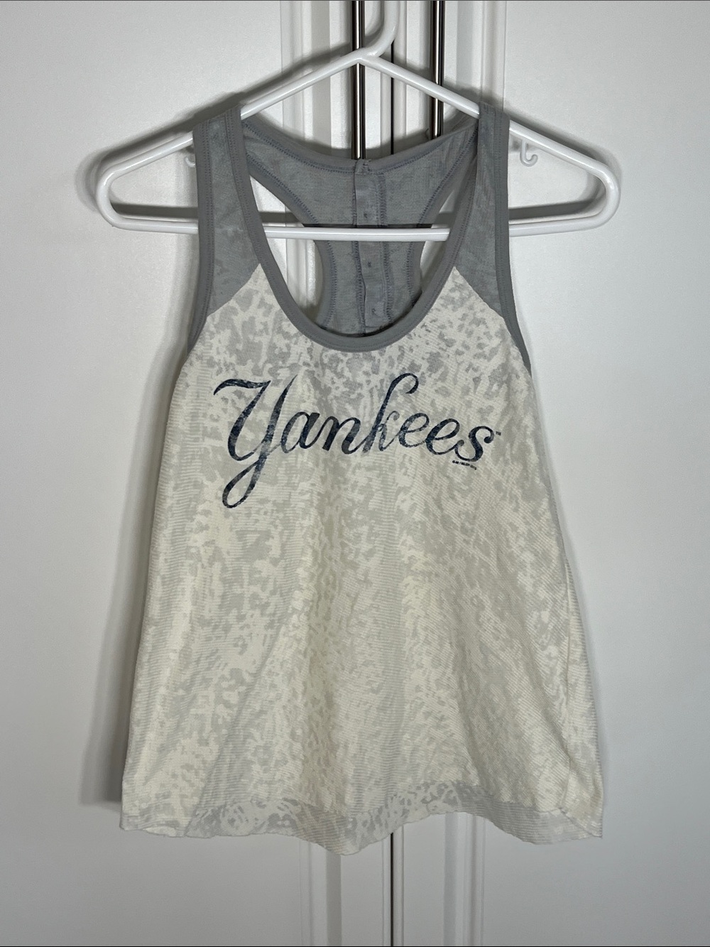 Touch by Alyssa Milano White and GrayYankees  Racerback Tank Top